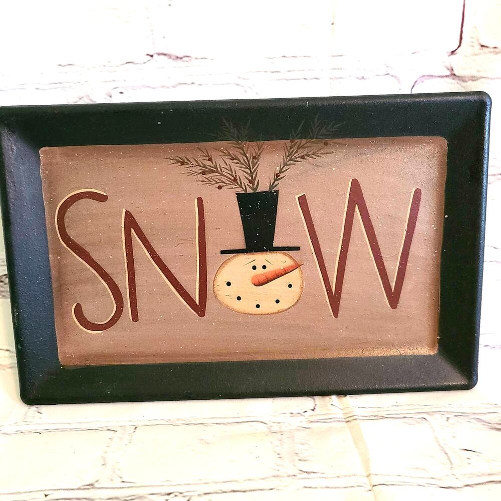 Barbara Lloyd Christmas Plate Winter Snowman with Top Hat Decorative Xmas Decor